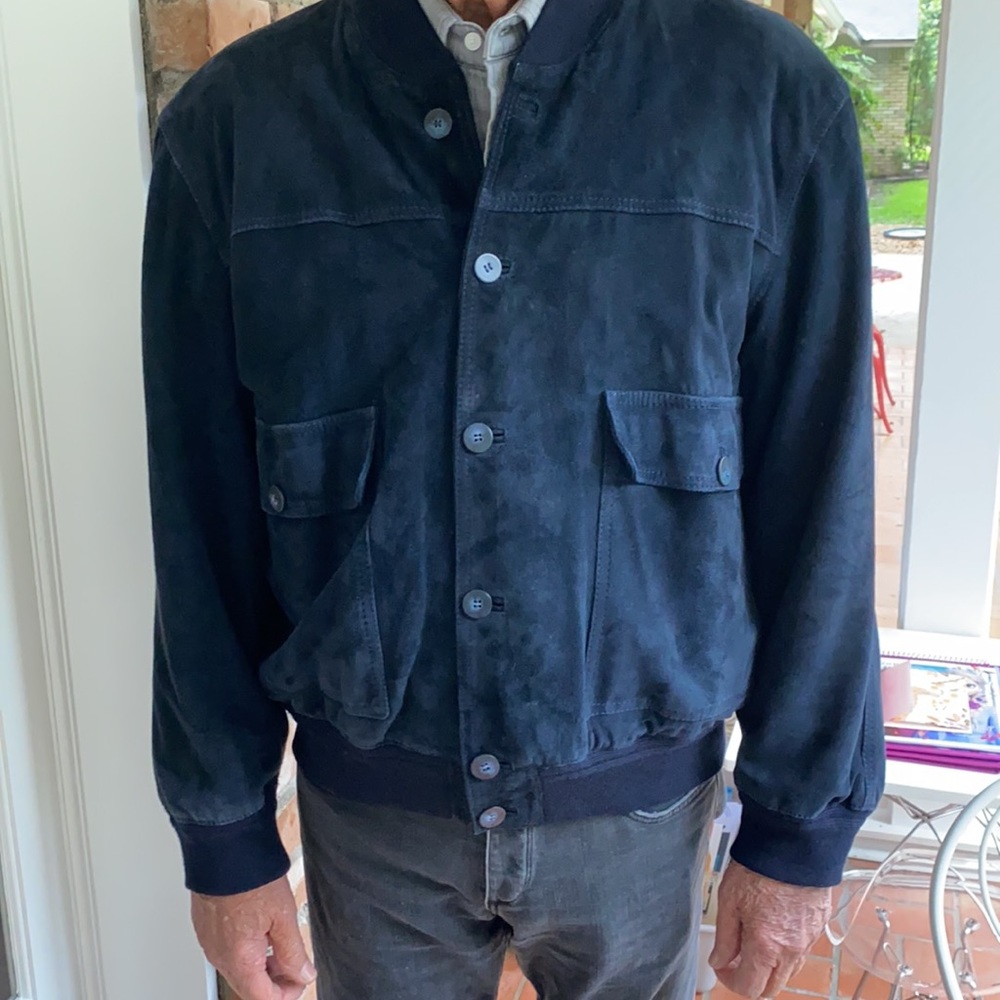 REAL SUEDE NAVY MENS JACKET MADE IN ITALY NWOT - Picture 2 of 16